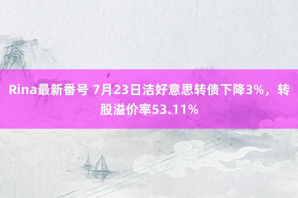 Rina最新番号 7月23日洁好意思转债下降3%，转股溢价率53.11%