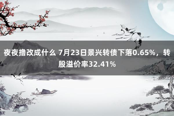 夜夜撸改成什么 7月23日景兴转债下落0.65%，转股溢价率32.41%