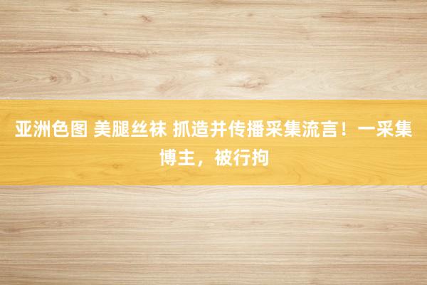 亚洲色图 美腿丝袜 抓造并传播采集流言！一采集博主，被行拘